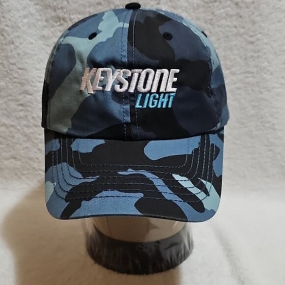 Keystone Light Baseball Cap Hat Blue Camouflage Used - Picture 1 of 10